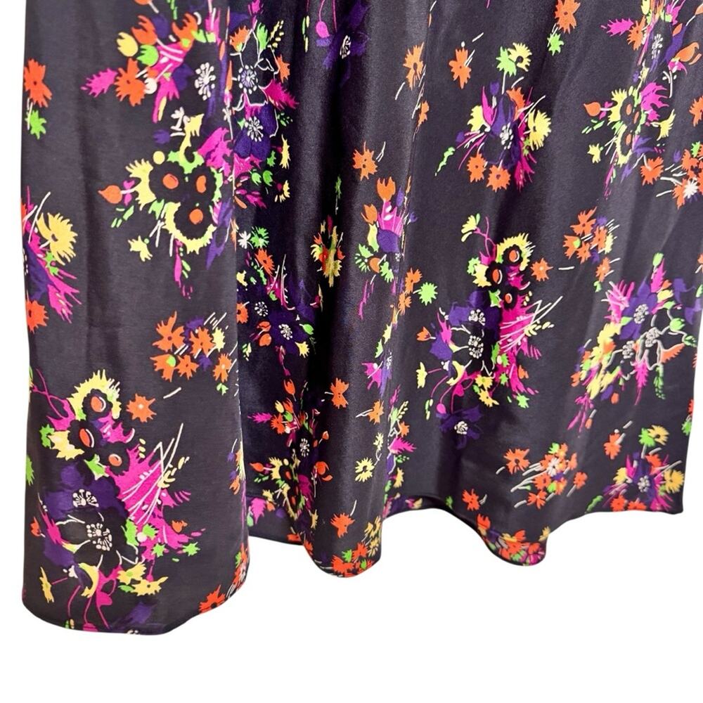 Veronica Beard Dress AMBER Silk Midi Long Sleeve Tie Front Floral Flowers SZ 12 - Picture 7 of 11
